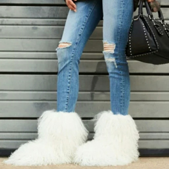 black shaggy ugg boots